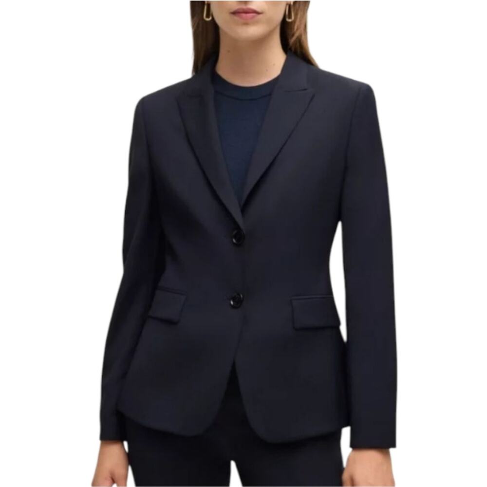 Hugo Boss Regular-fit blazer in‎ Virgin Wool Women's Navy Blazer Size 0 New